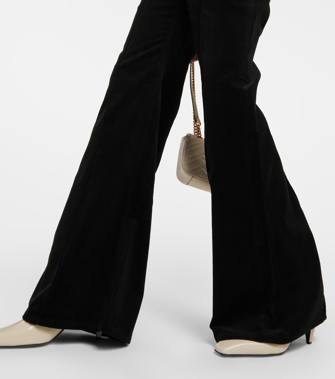 Cotton velvet flared pants in black Polo Ralph Lauren Mytheresa