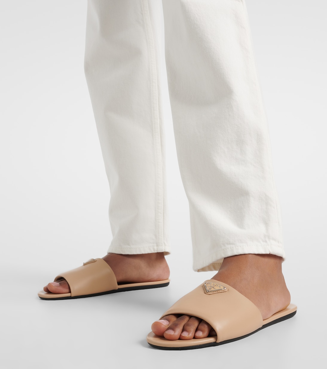 Logo leather slides | Prada