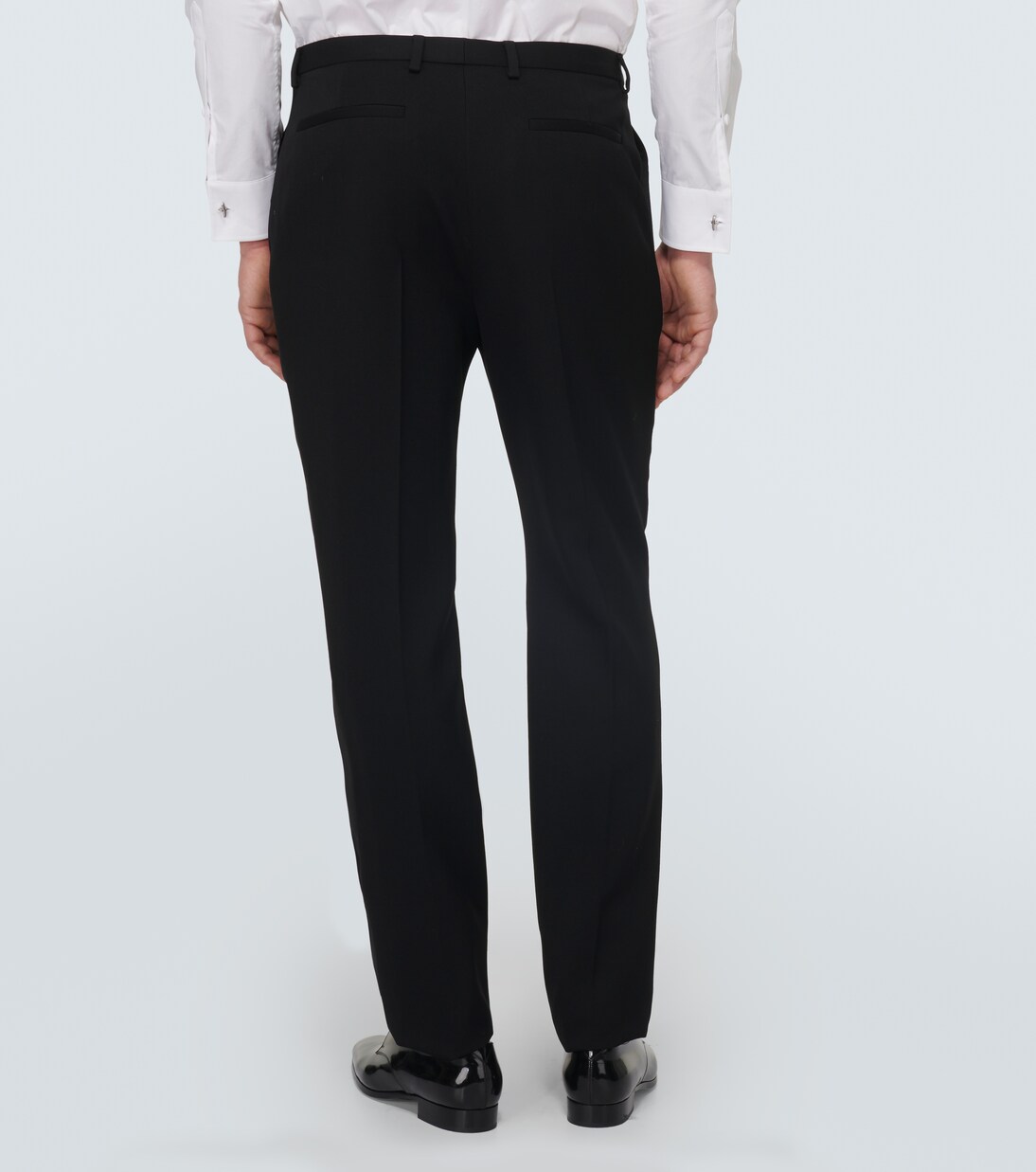Tailored Wool Gabardine Tuxedo Pants