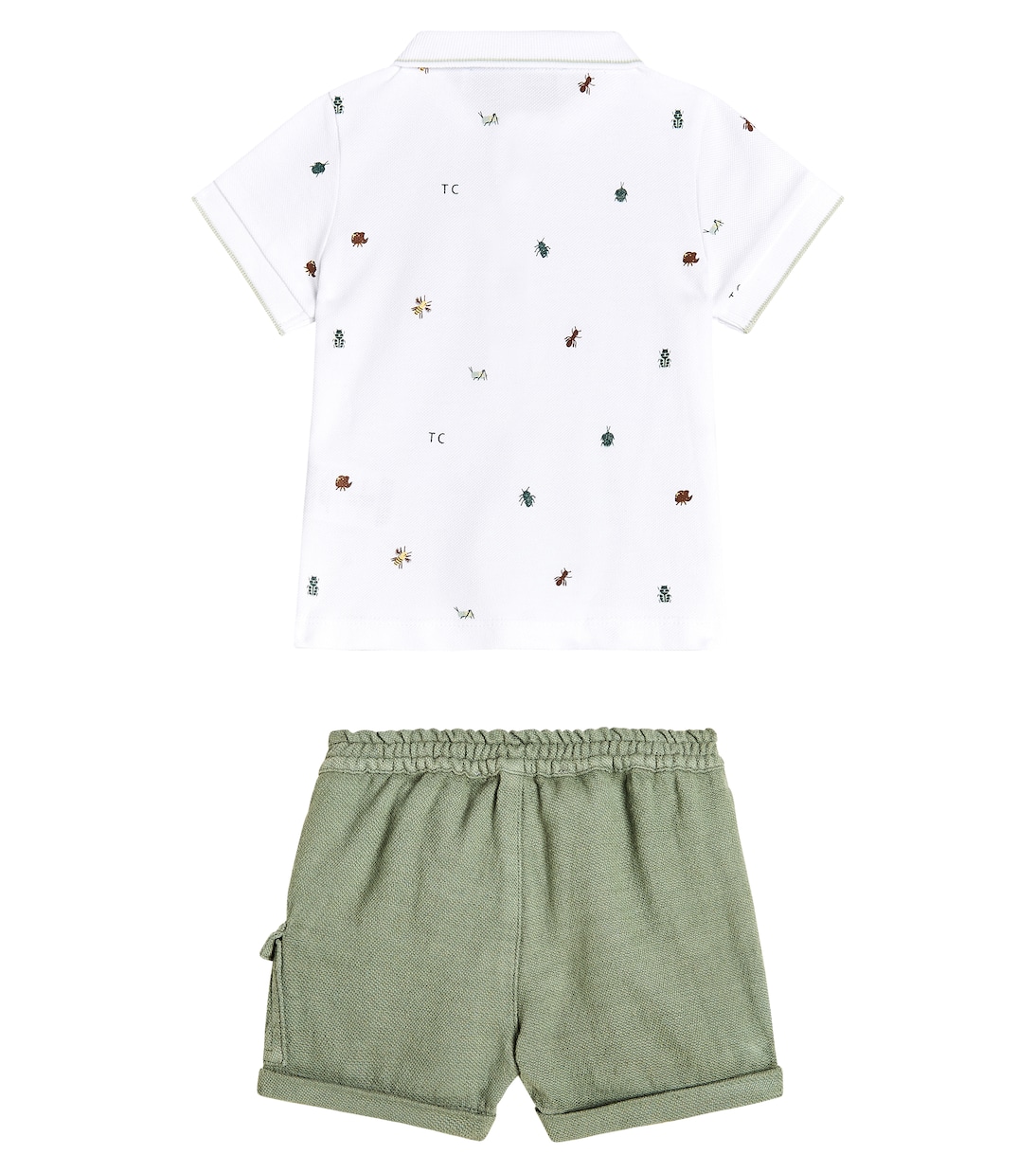Embroidered cotton polo shirt and shorts set | Tartine et Chocolat