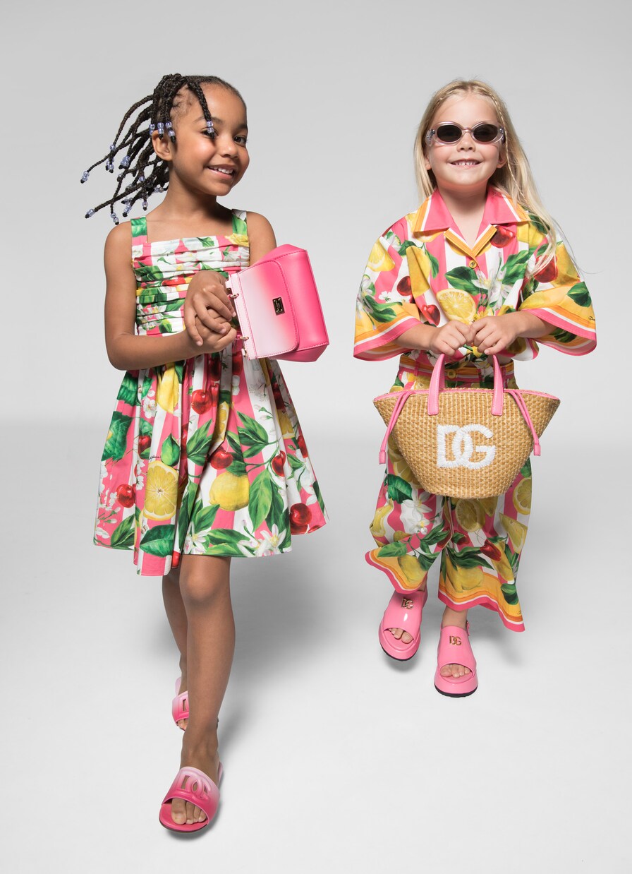 DG raffia effect tote bag in beige Dolce Gabbana Kids Mytheresa