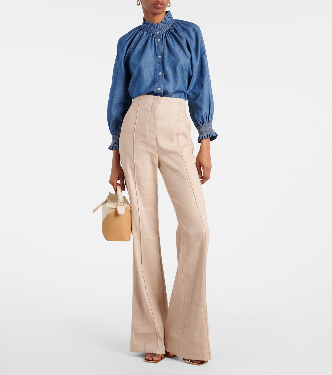Komi linen-blend twill flared pants | Veronica Beard