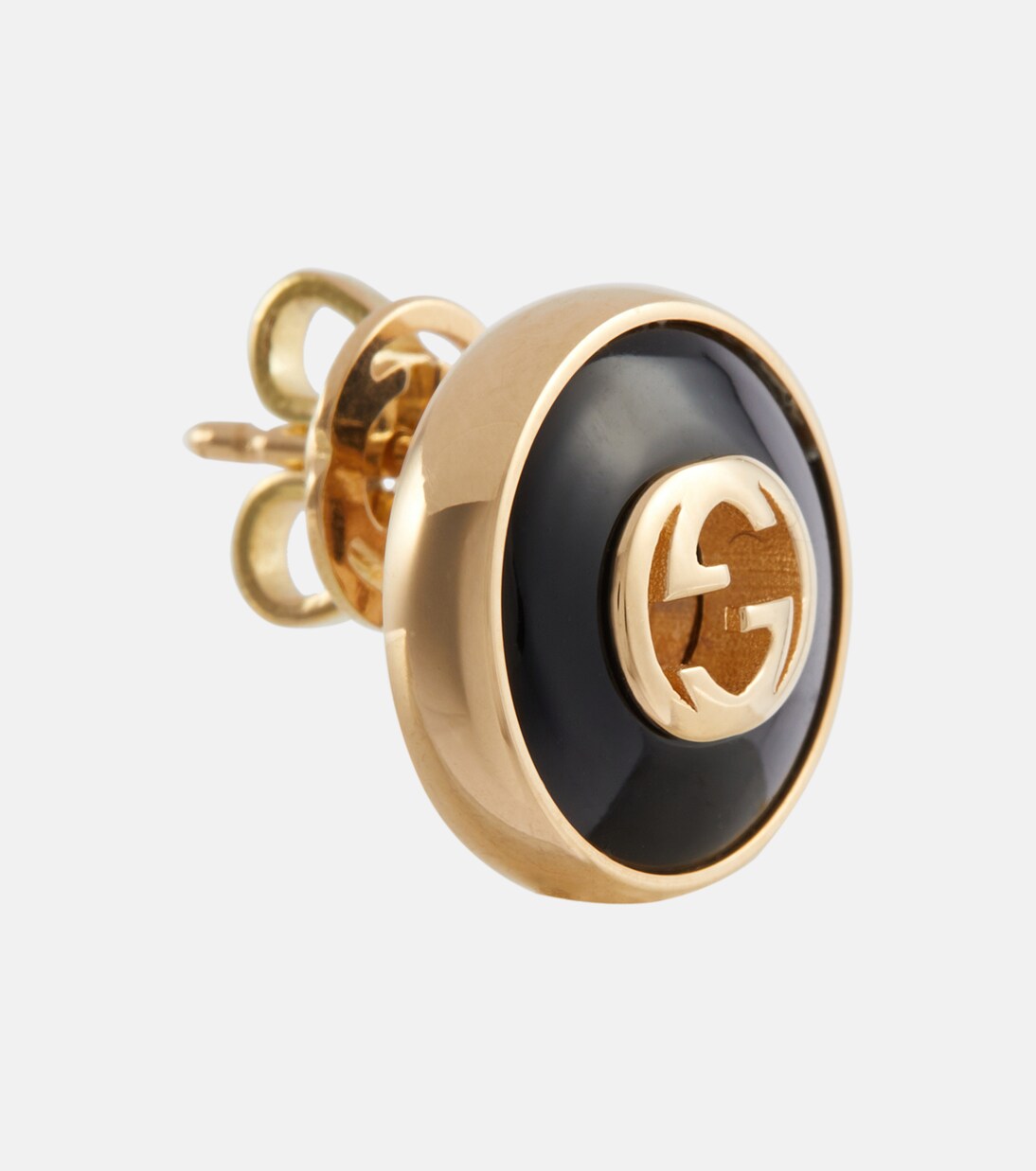 Orecchini Interlocking G in oro 18kt con onice | Gucci