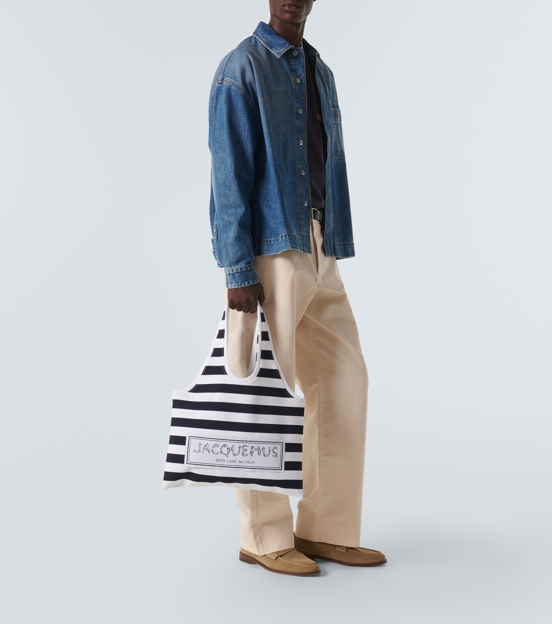 Marcel striped tote bag in blue - Jacquemus | Mytheresa