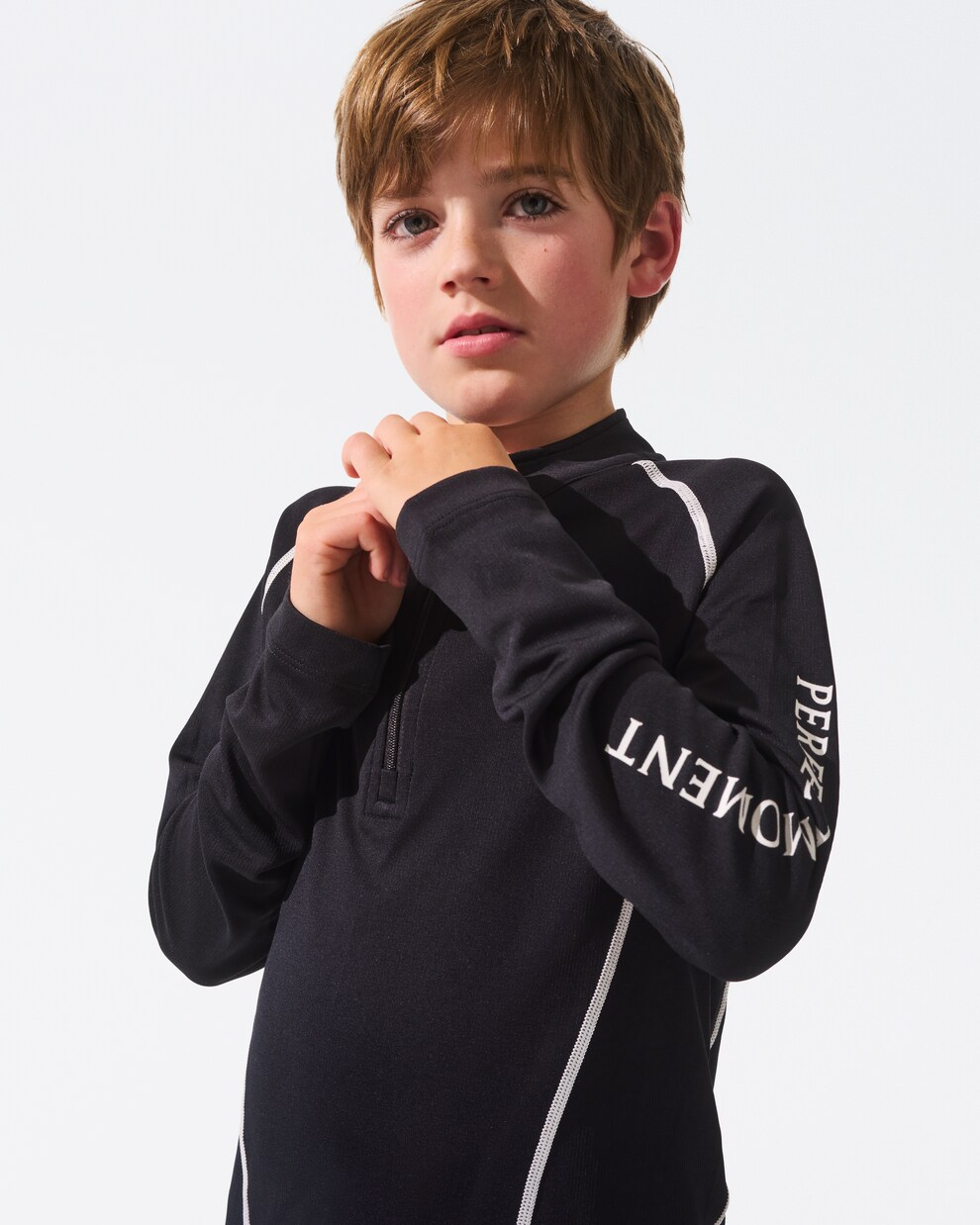 Top in jersey con mezza zip e logo | Perfect Moment Kids