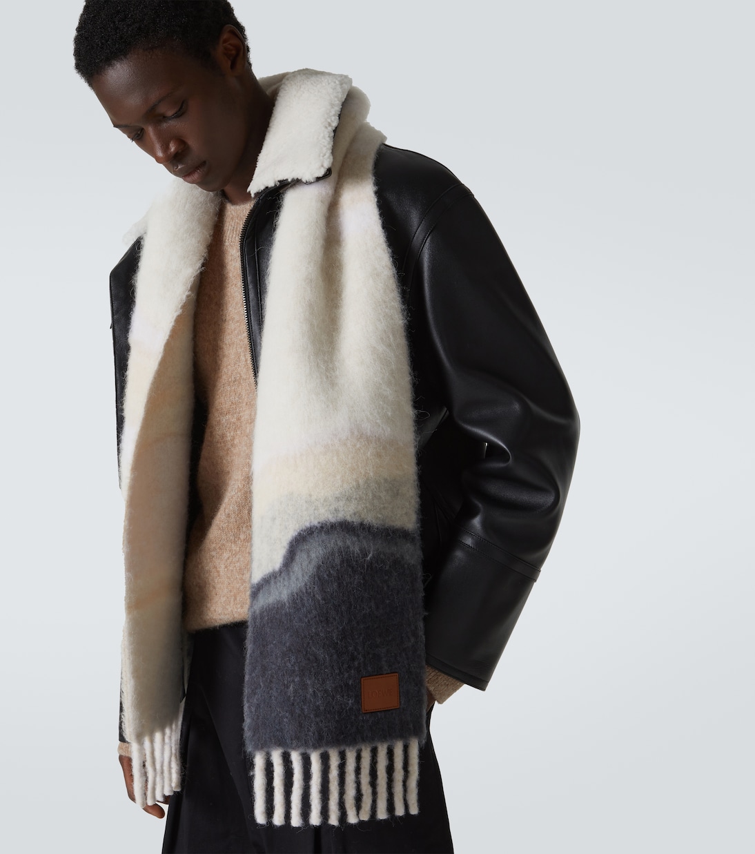 Fringed wool-blend scarf | Loewe