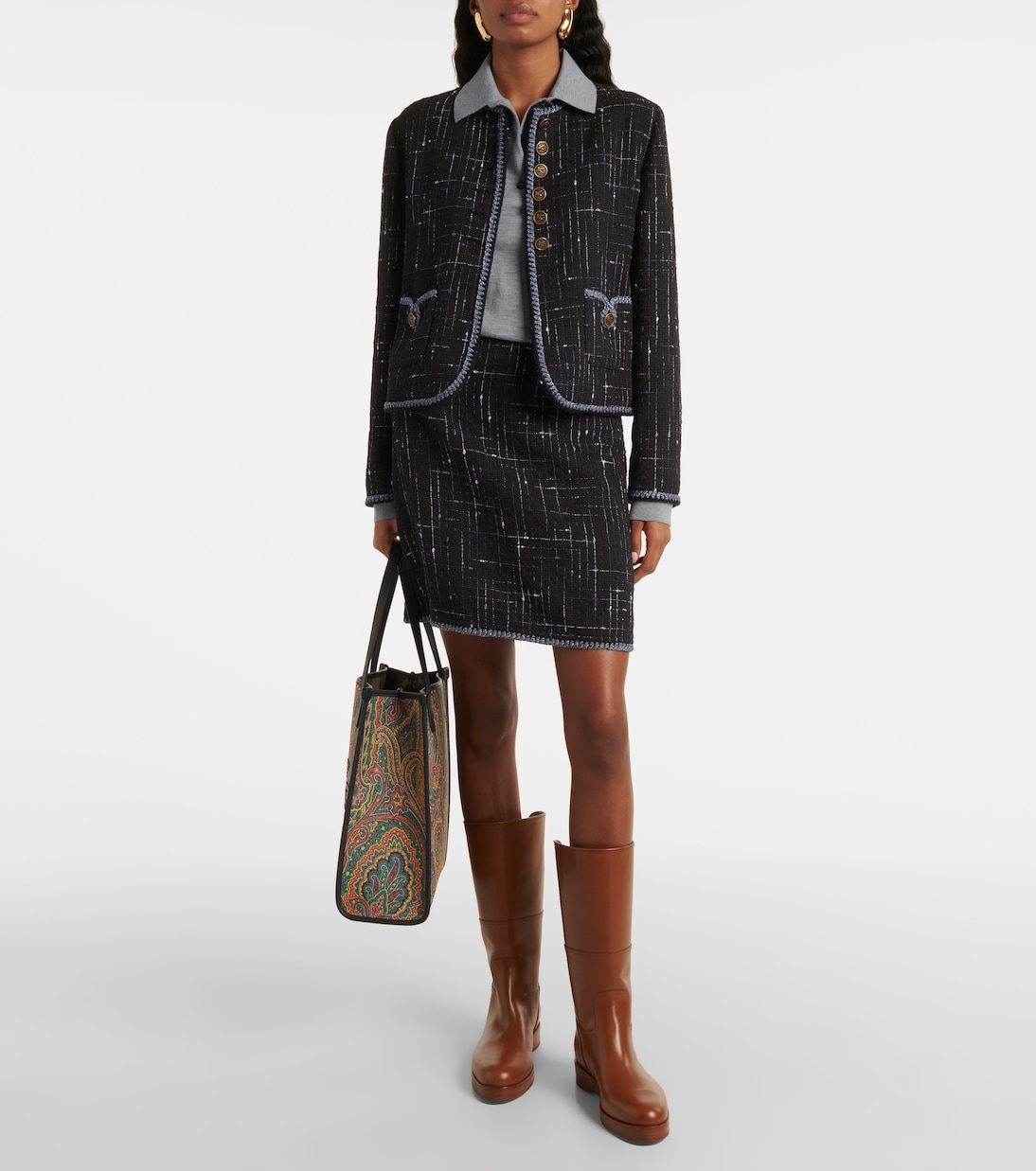 Minifalda de tweed de mezcla de algodón | Etro
