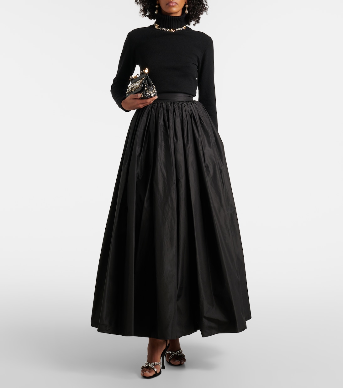 Falda larga de seda fruncida | Dolce&Gabbana
