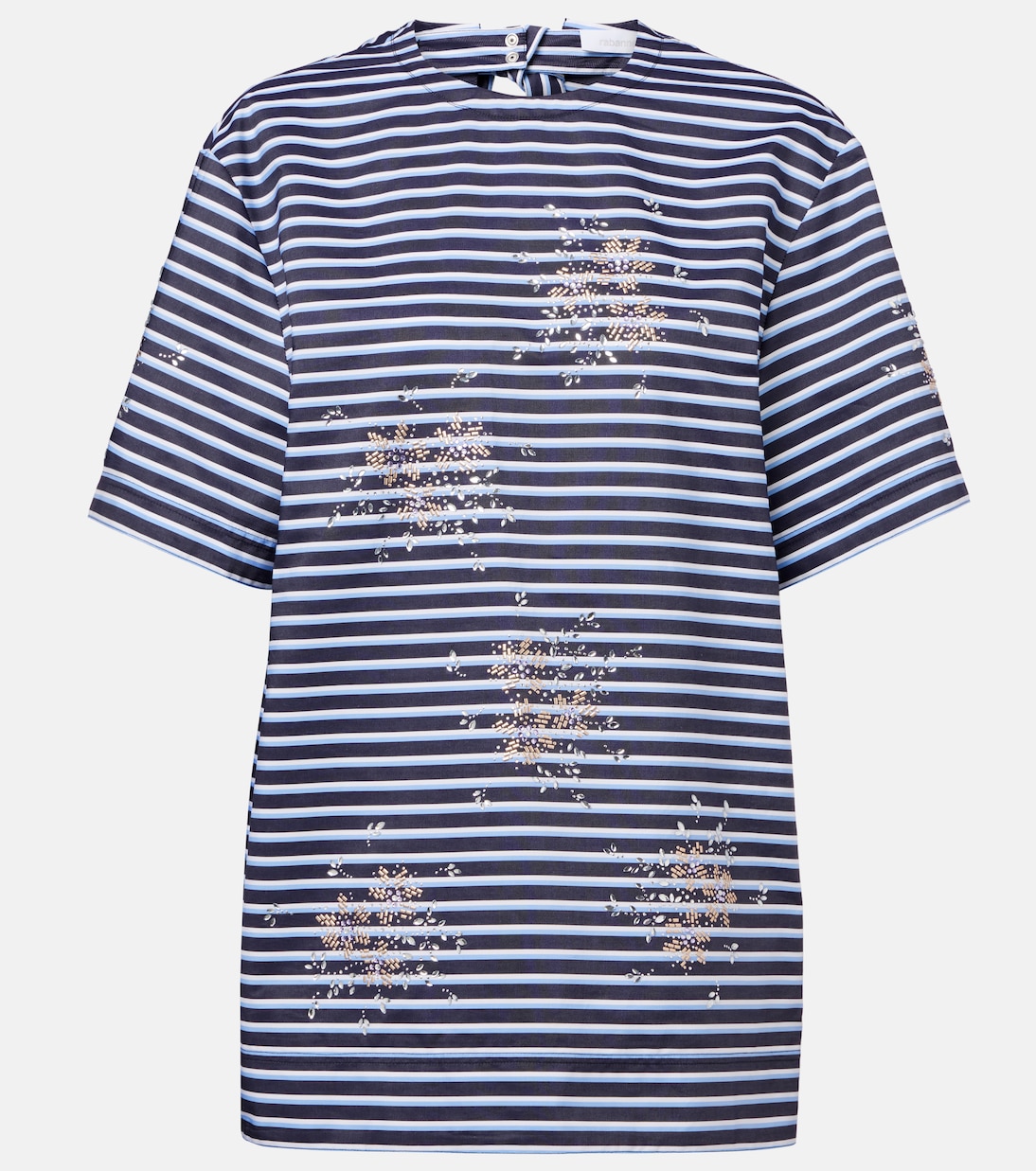 Camiseta de algodón a rayas adornada | Rabanne