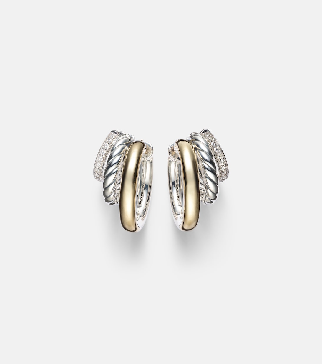 Orecchini a cerchio DY Mercer® in oro 18kt e argento sterling con diamanti | David Yurman