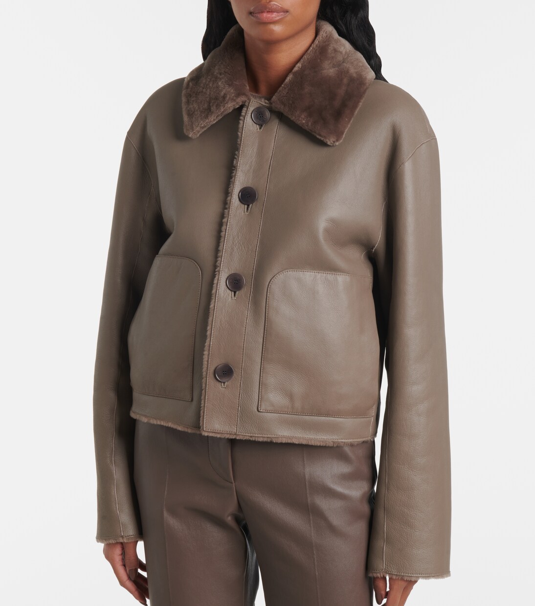 Reversible shearling and leather jacket | Joseph