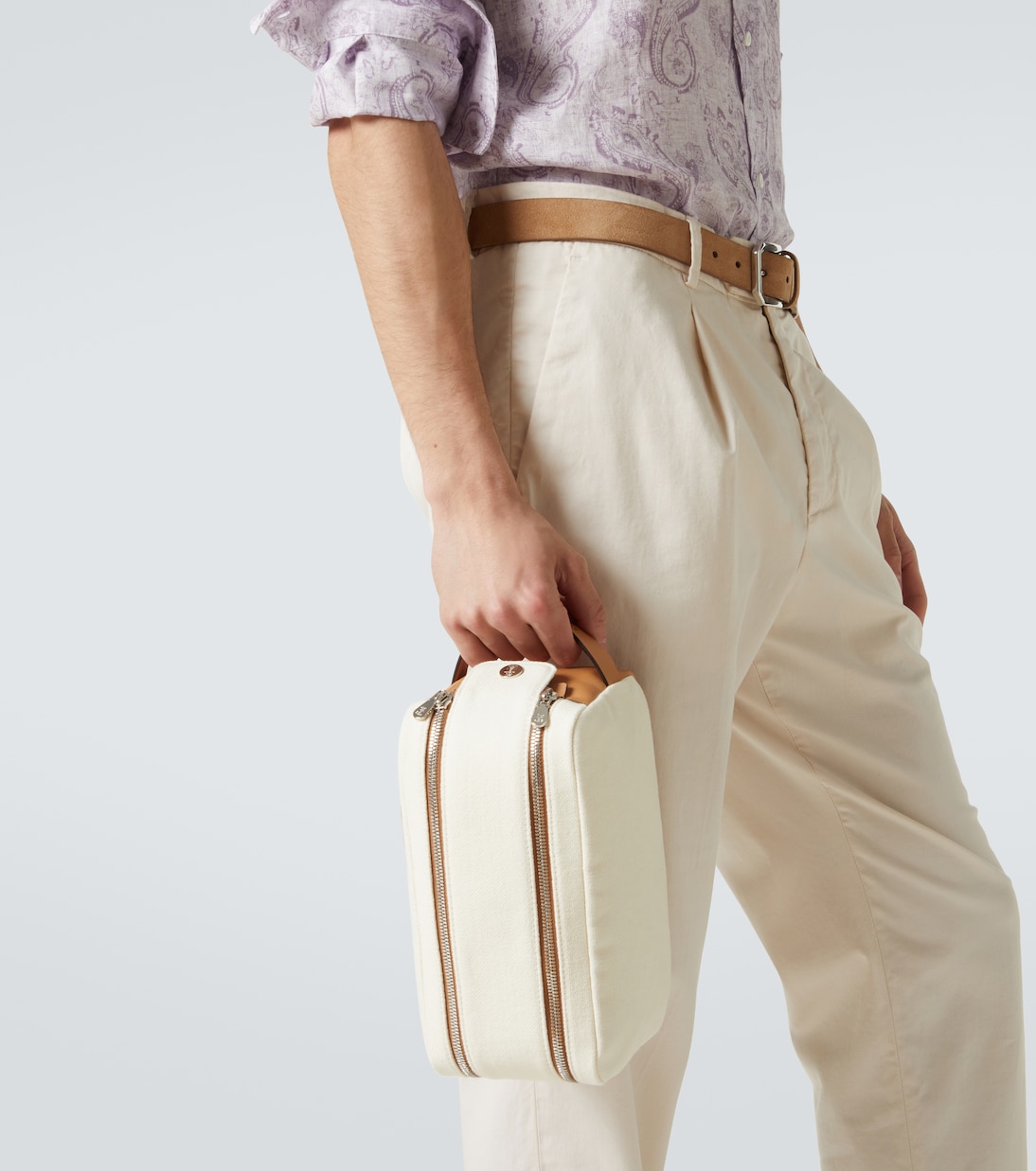 Kosmetiketui aus Canvas mit Leder | Brunello Cucinelli