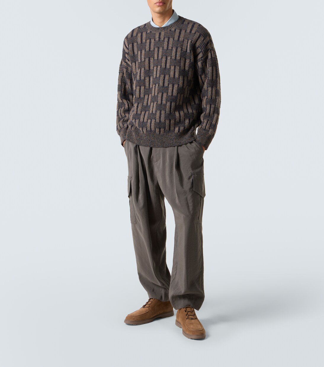 Basketweave-knit camel hair sweater | Giorgio Armani