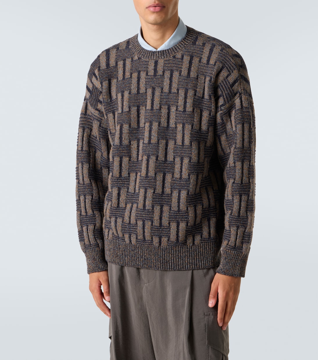 Basketweave-knit camel hair sweater | Giorgio Armani