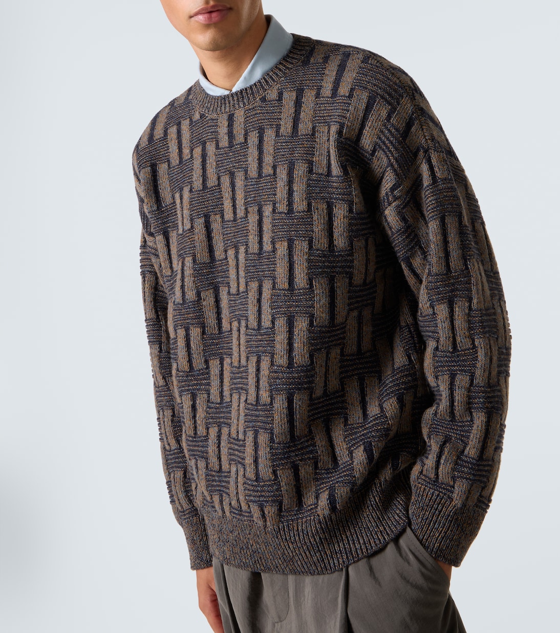Basketweave-knit camel hair sweater | Giorgio Armani