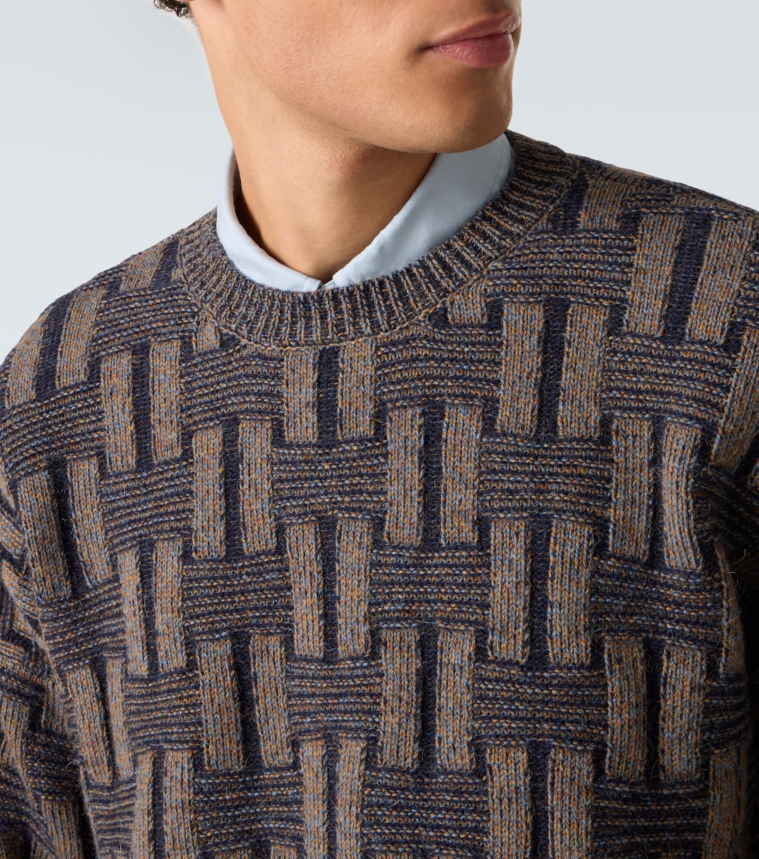 Basketweave-knit camel hair sweater | Giorgio Armani