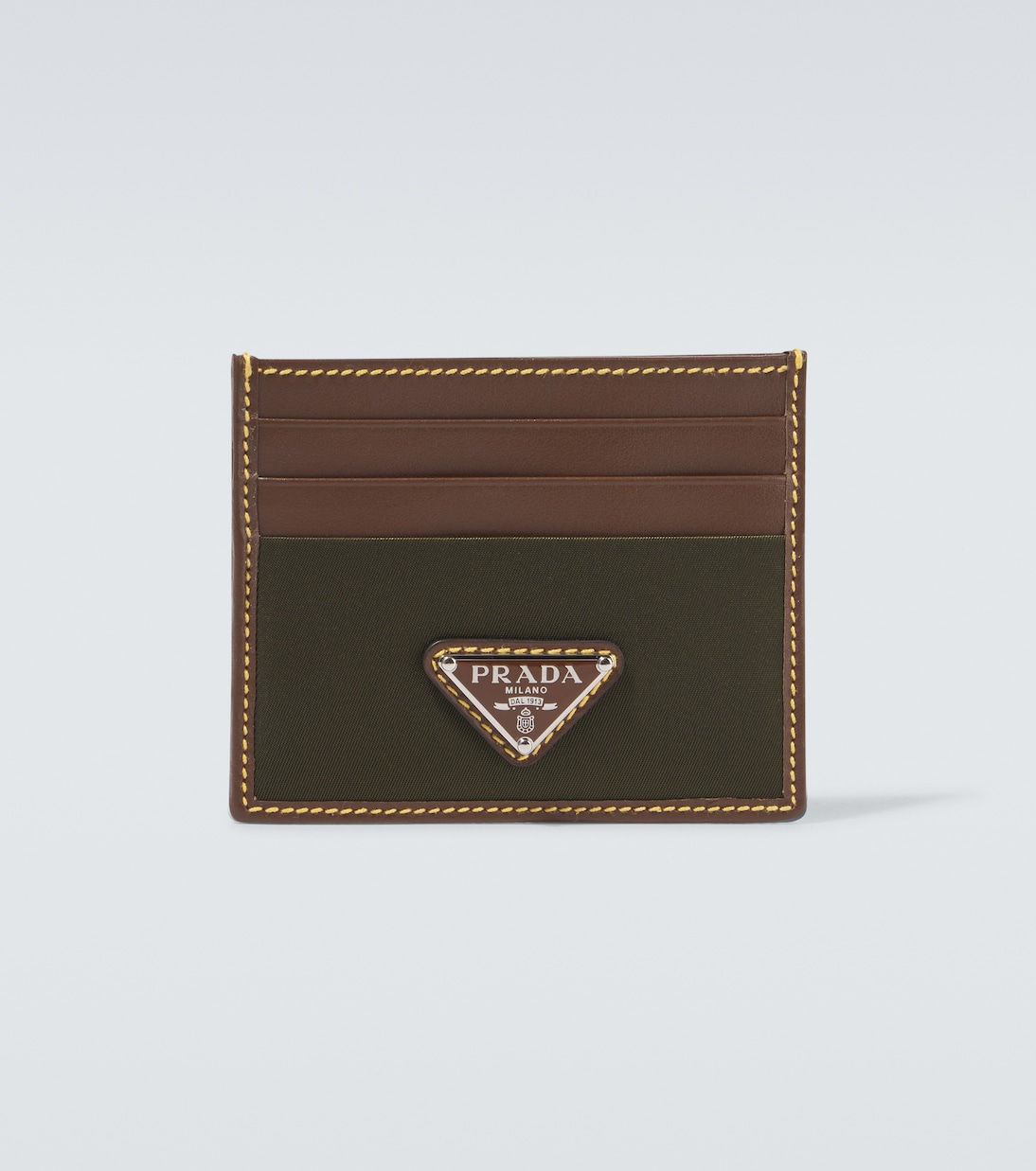 Re-Nylon leather-trimmed card holder  | Prada