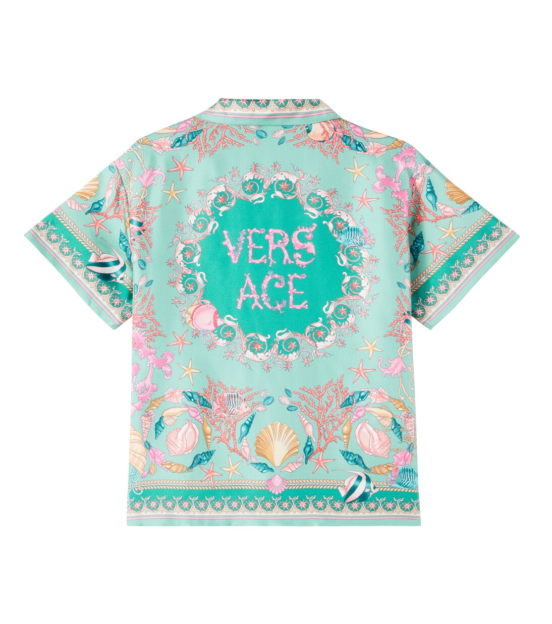 Underwater Barocco 실크 트윌 셔츠 | Versace Kids