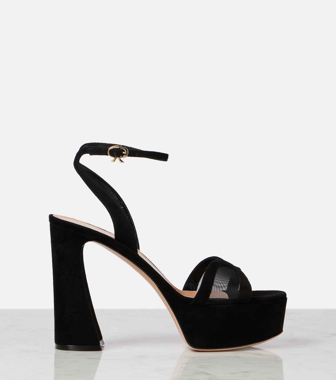 Plateausandalen aus Samt und Mesh  | Gianvito Rossi