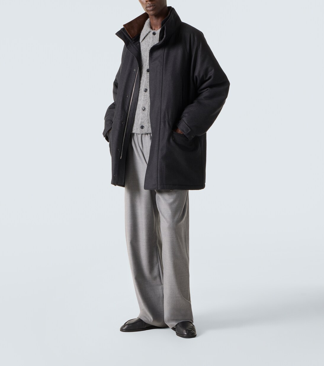 Padded wool flannel coat | Auralee
