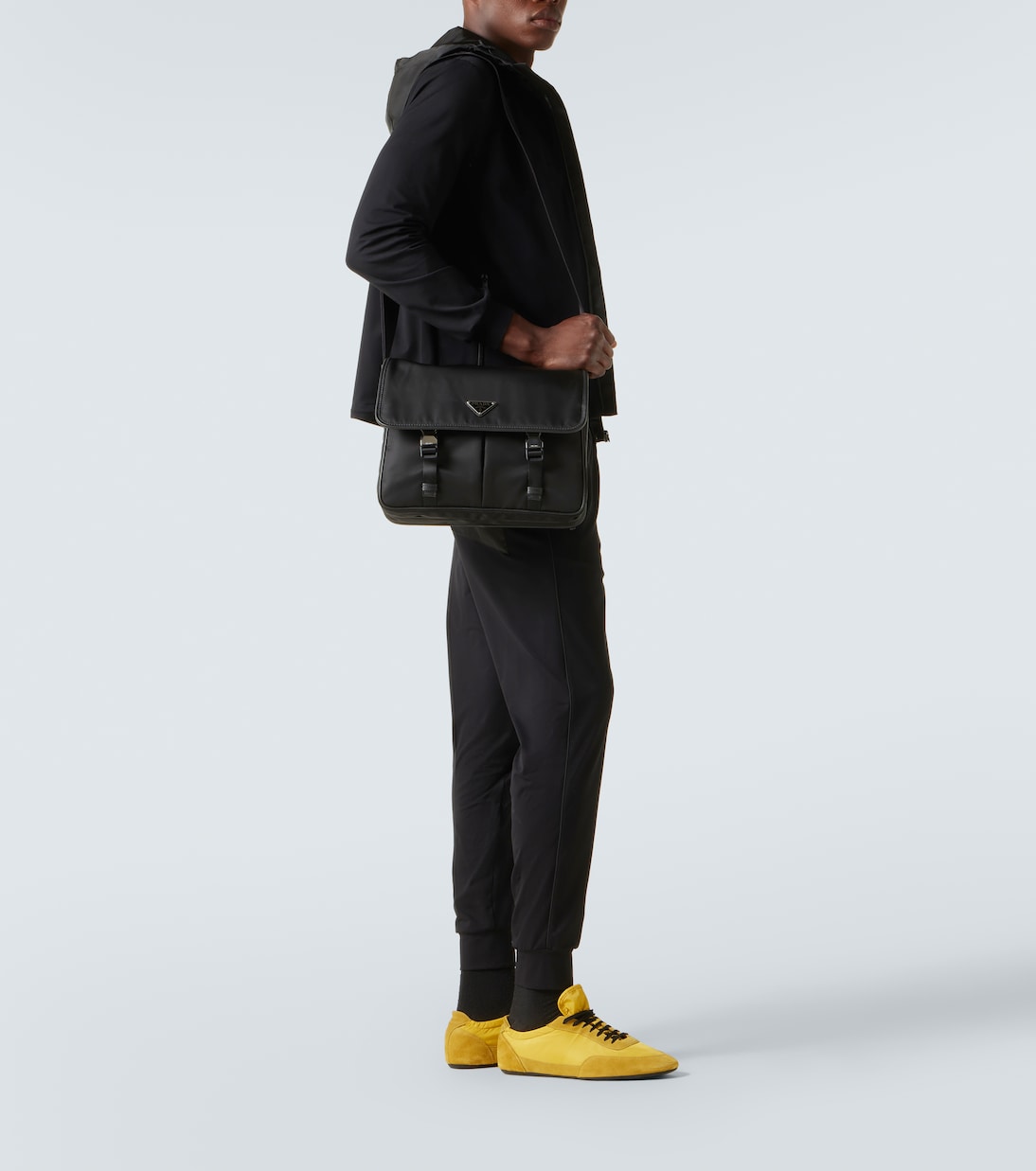 Re-Nylon leather-trimmed messenger bag | Prada