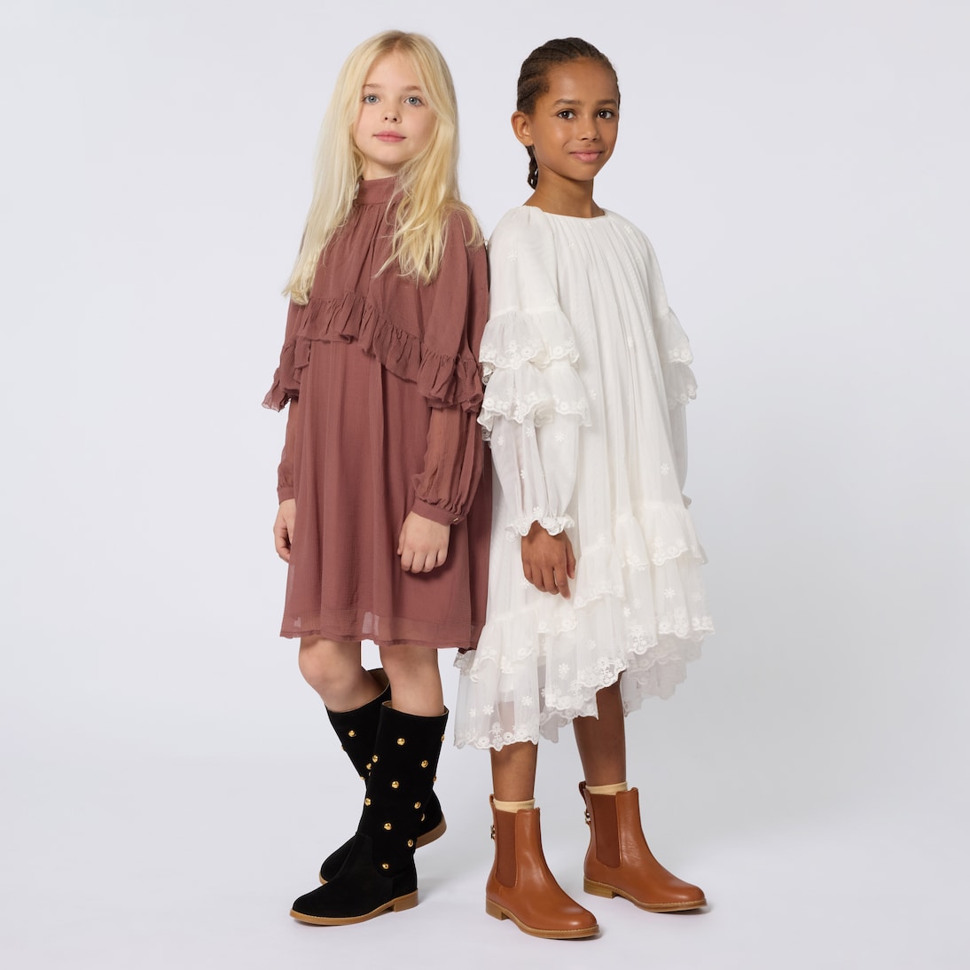 Embroidered tiered dress | Chloé Kids