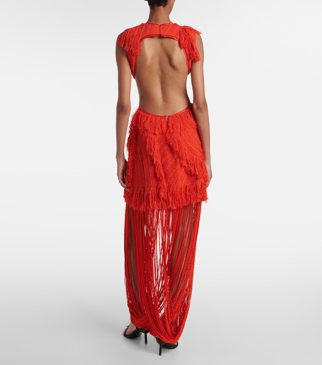 Fringed open-back maxi dress | Xu Zhi