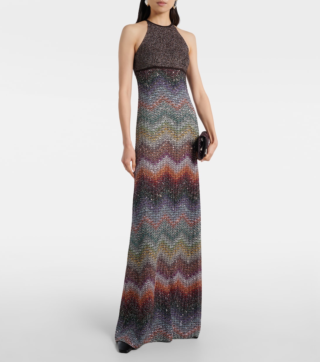 Zig Zag halterneck lamé maxi dress | Missoni