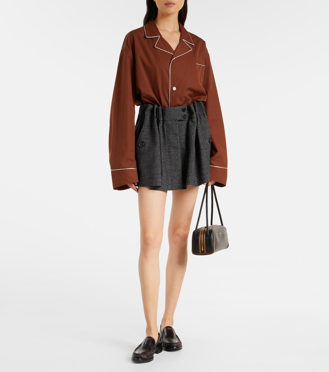Herringbone virgin wool miniskirt | Prada