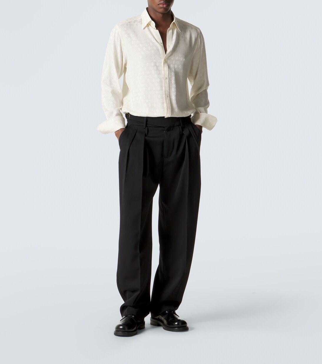 Virgin wool gabardine wide-leg pants | Dolce&Gabbana