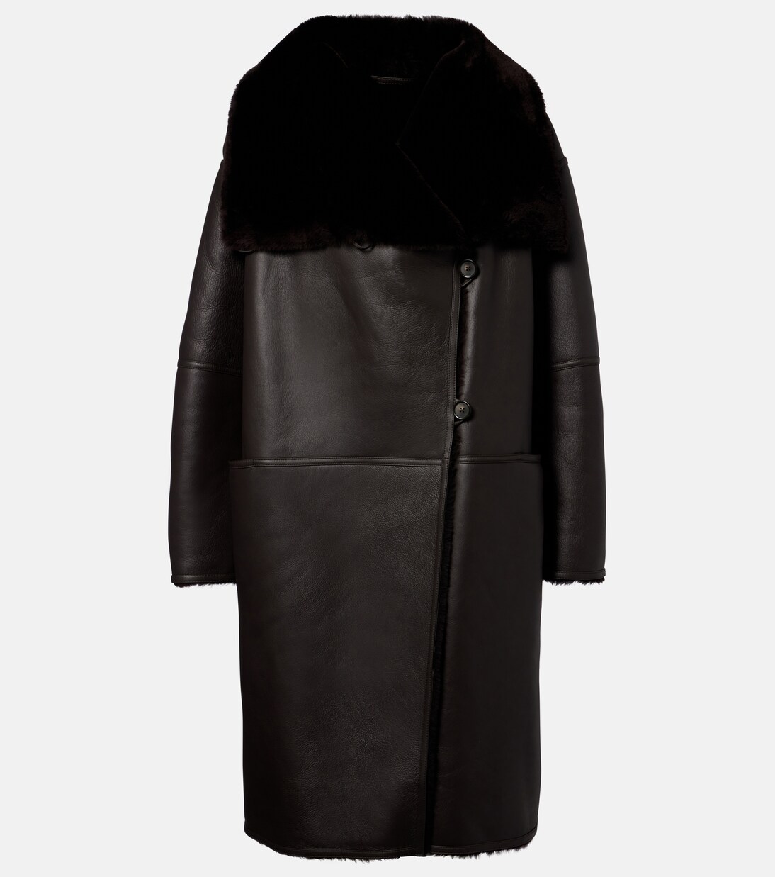معطف من الجلد مبطن بالشيرلينغ | Toteme