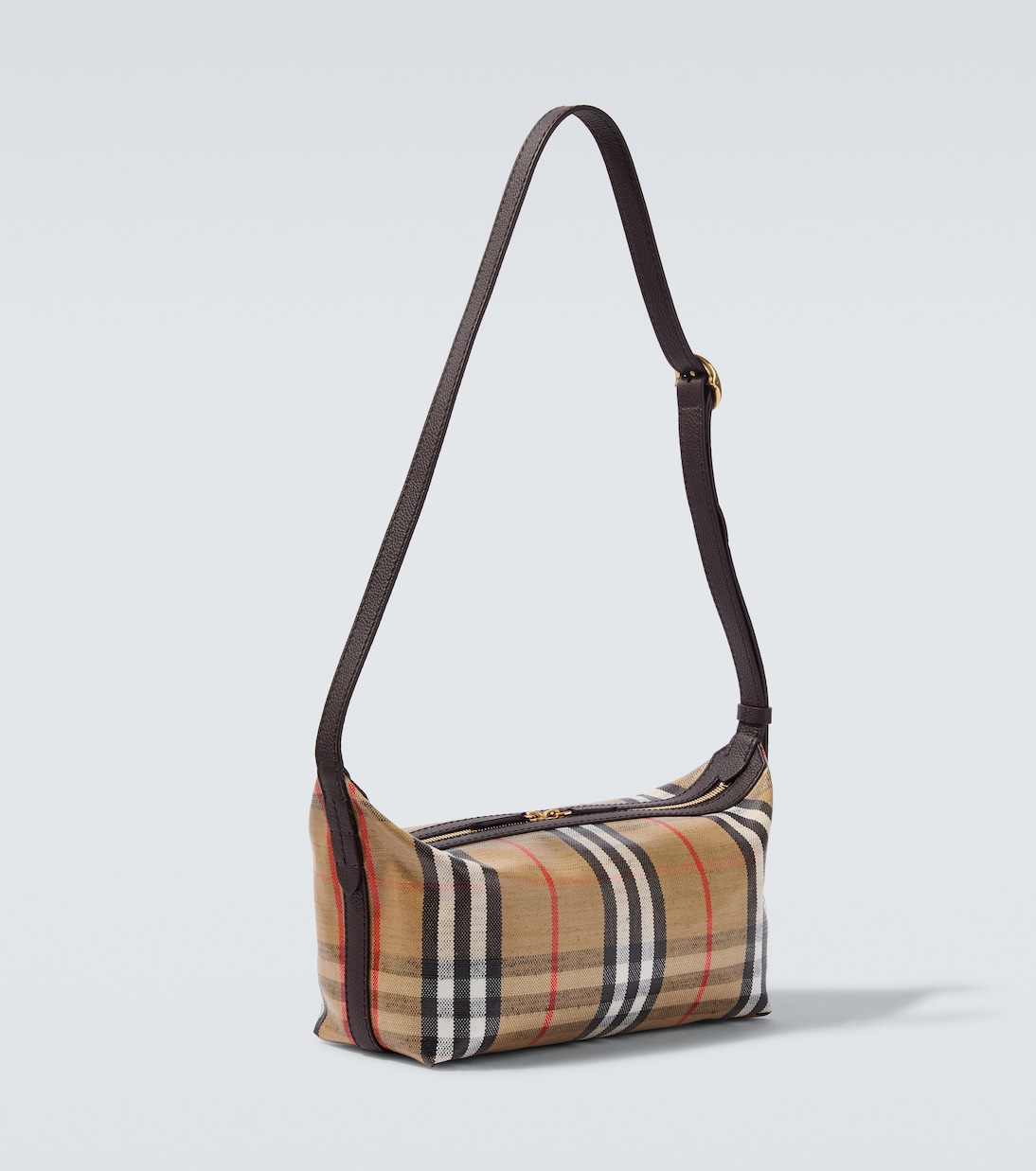 Burberry Check皮革边饰帆布斜挎包 | Burberry