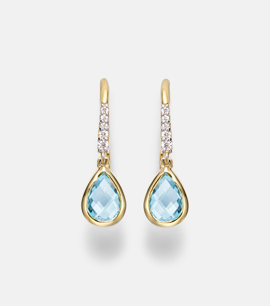 14kt gold (585/1000) earrings with topaz and diamonds | Mateo