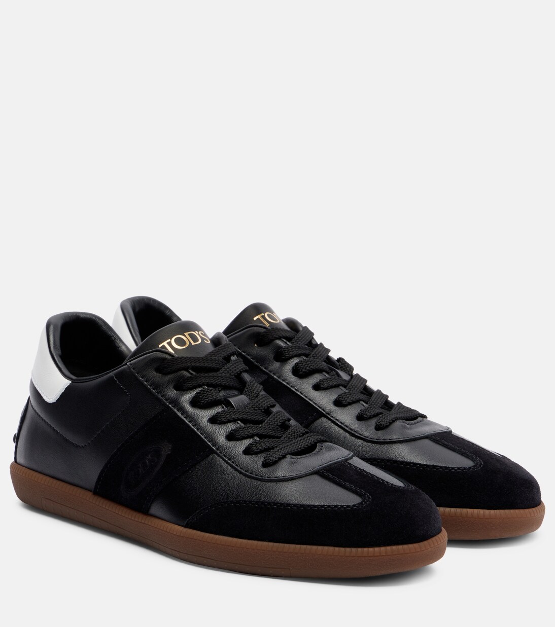 Suede-trimmed leather sneakers | Tod's