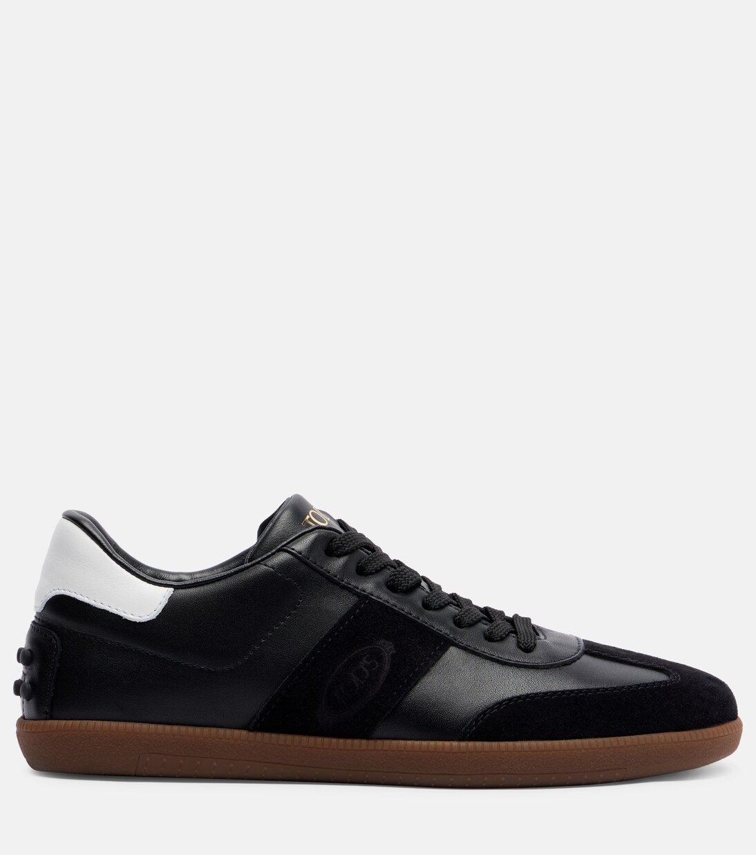 Suede-trimmed leather sneakers | Tod's