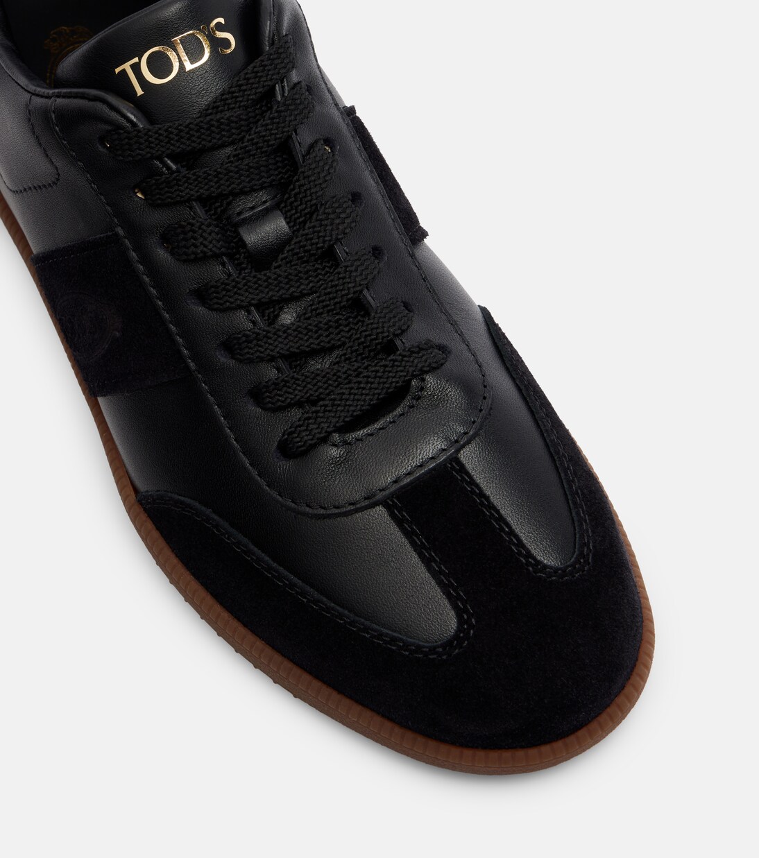 Suede-trimmed leather sneakers | Tod's