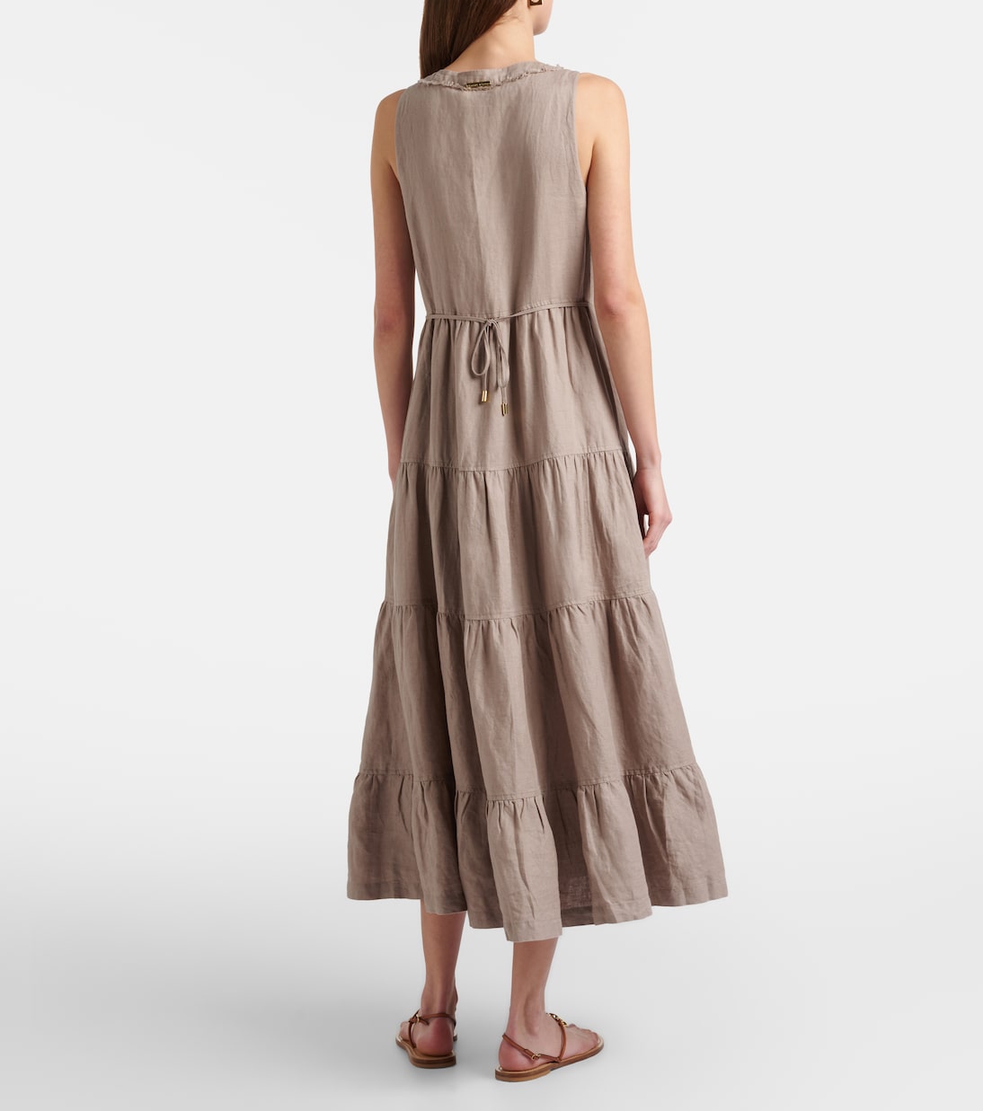 Zakynthos tiered linen midi dress | Heidi Klein