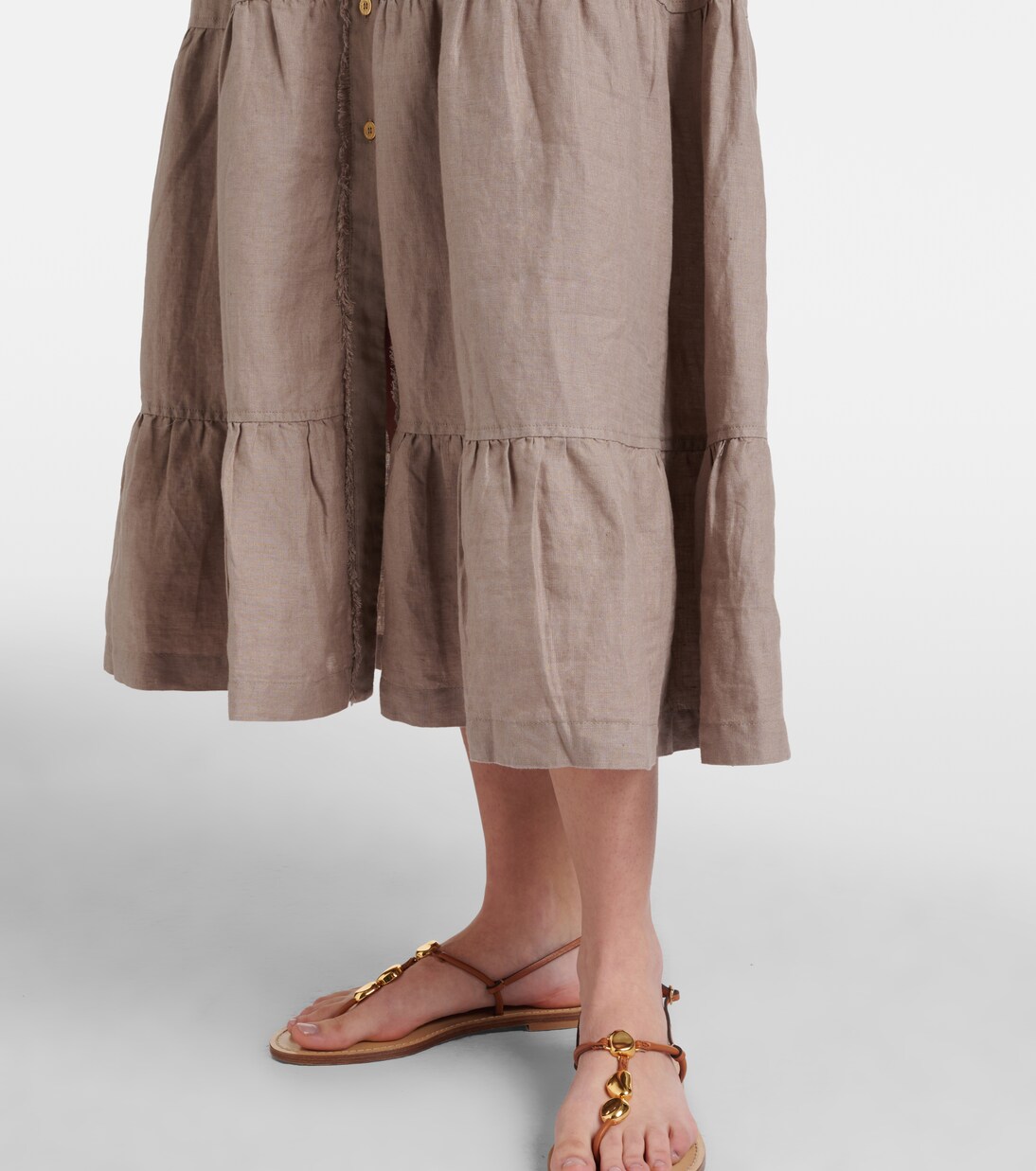 Zakynthos tiered linen midi dress | Heidi Klein