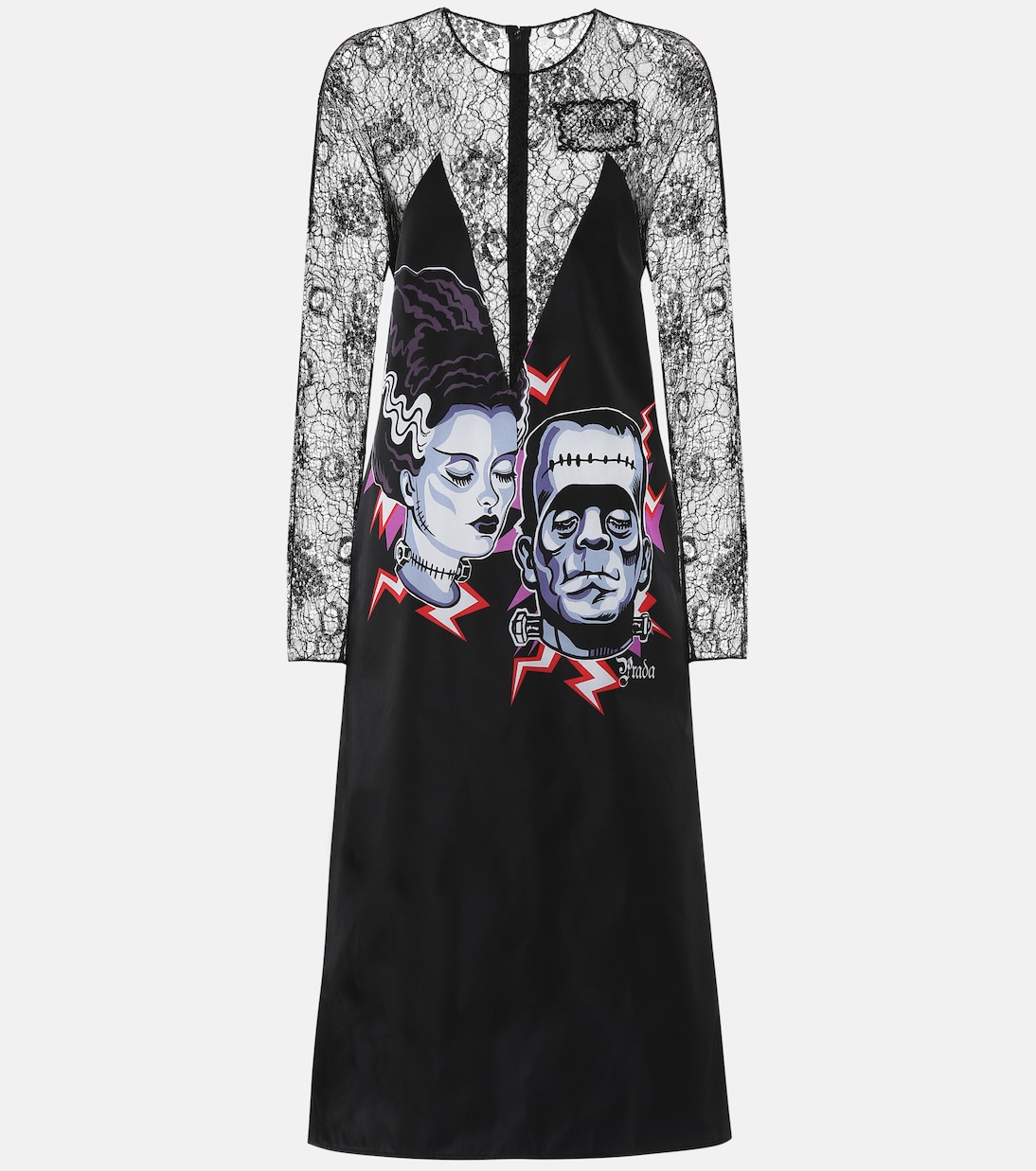 Vestido midi de encaje estampado | Prada
