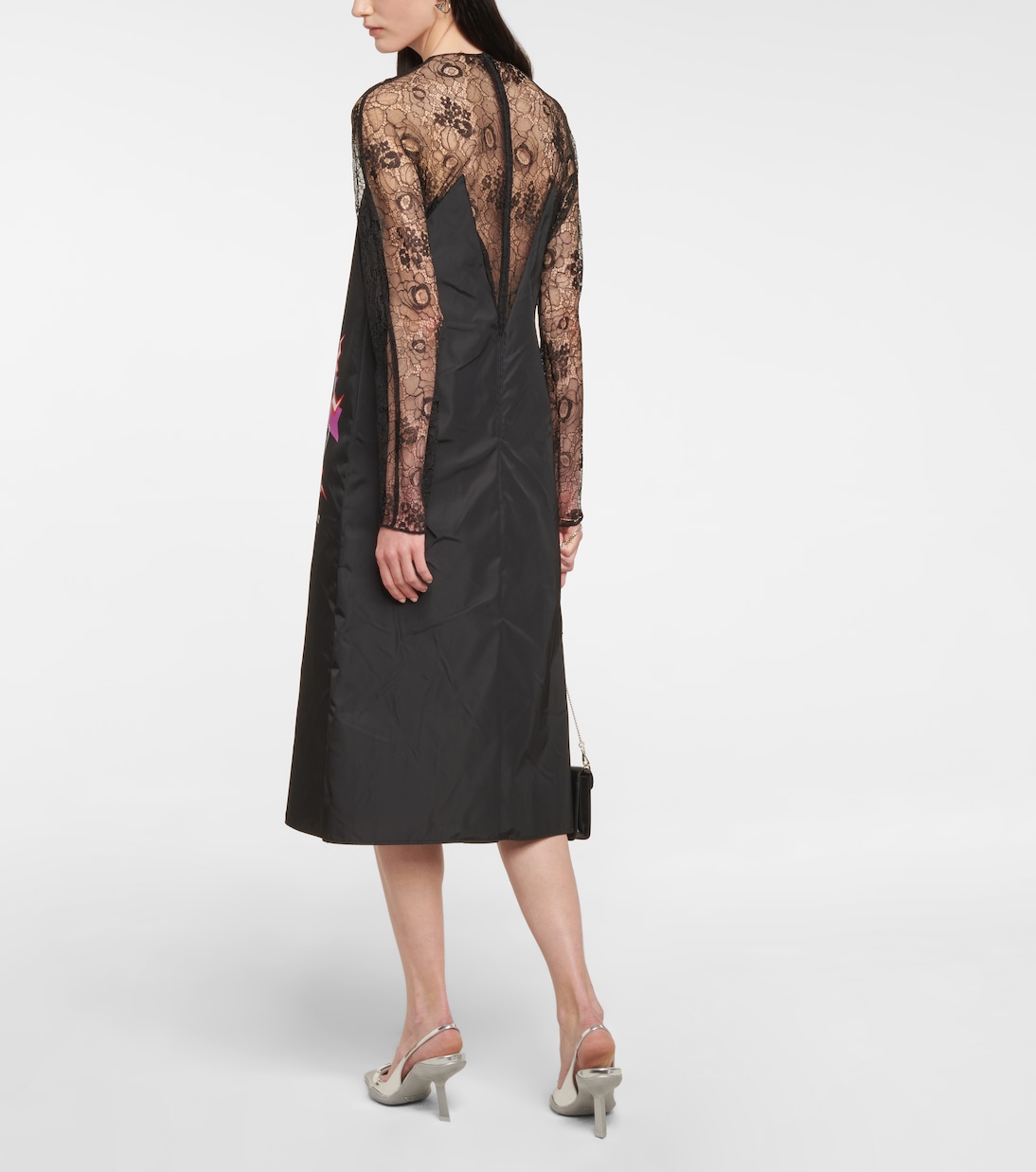 Vestido midi de encaje estampado | Prada
