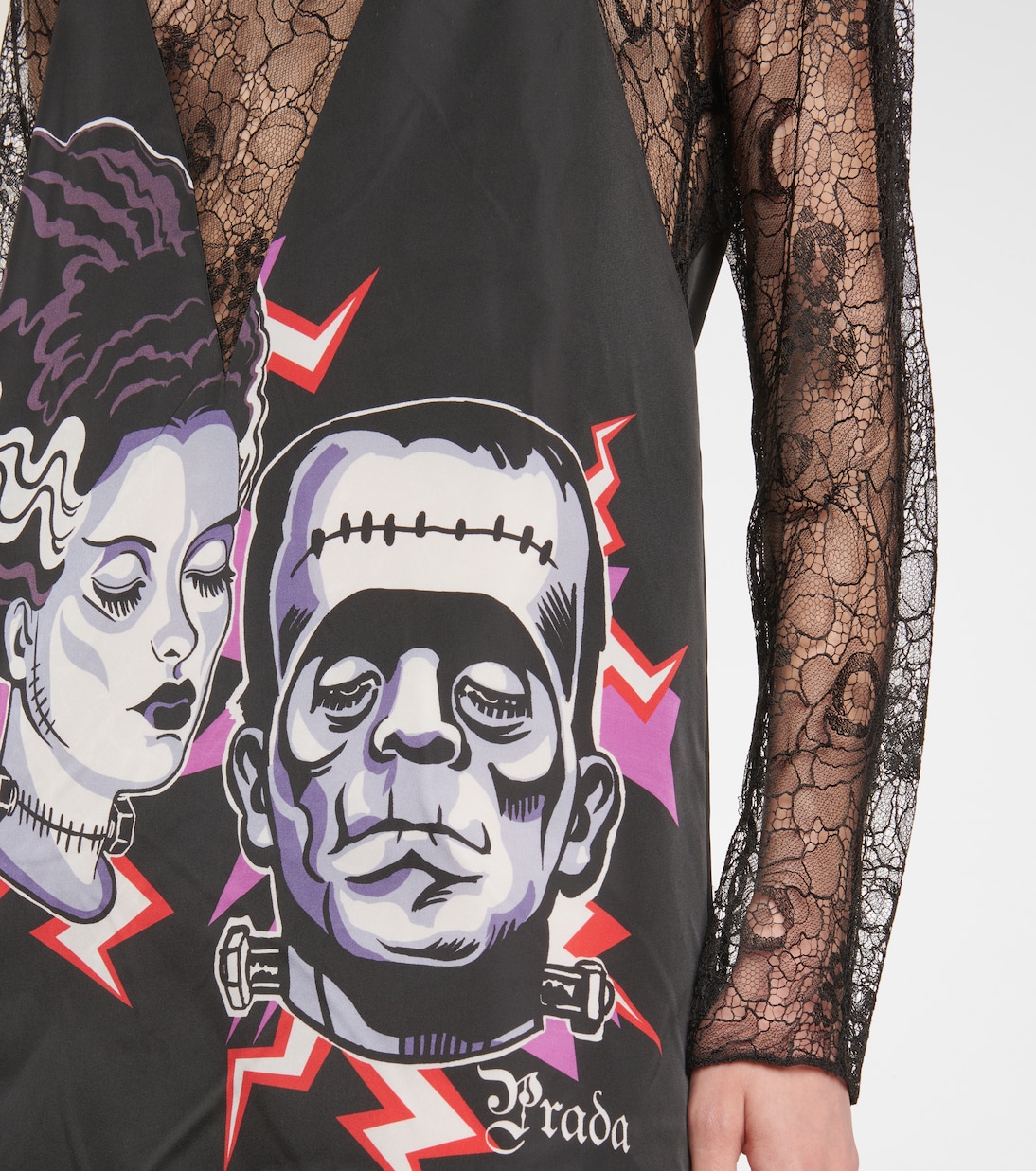 Vestido midi de encaje estampado | Prada