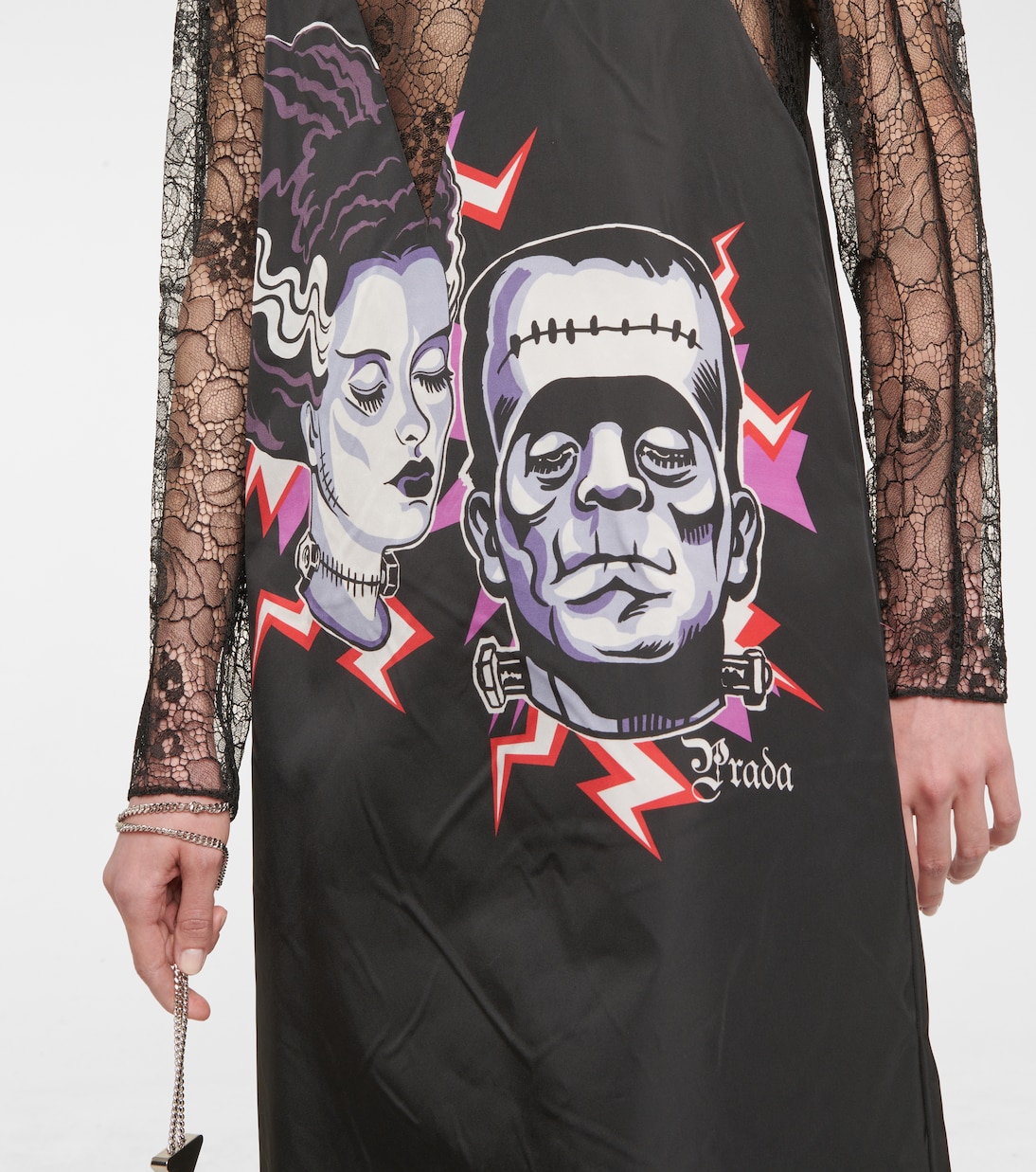 Vestido midi de encaje estampado | Prada