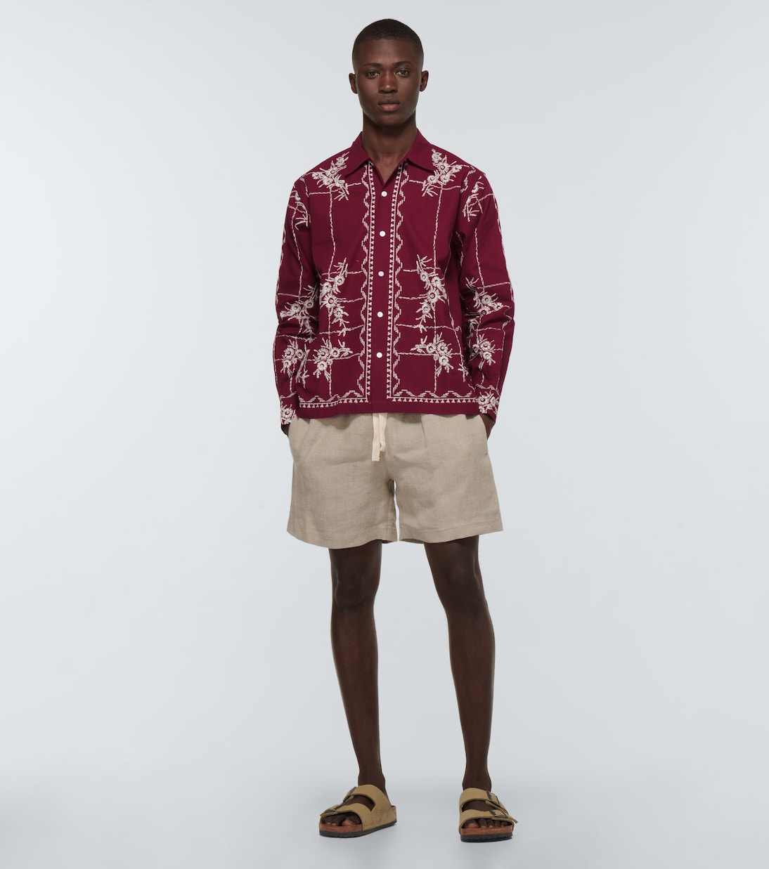 Camisa Bordeaux Trellis de algodón | Bode