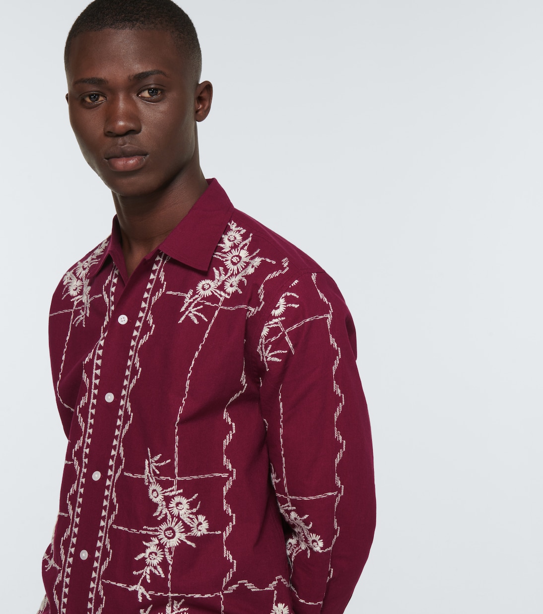 Camisa Bordeaux Trellis de algodón | Bode