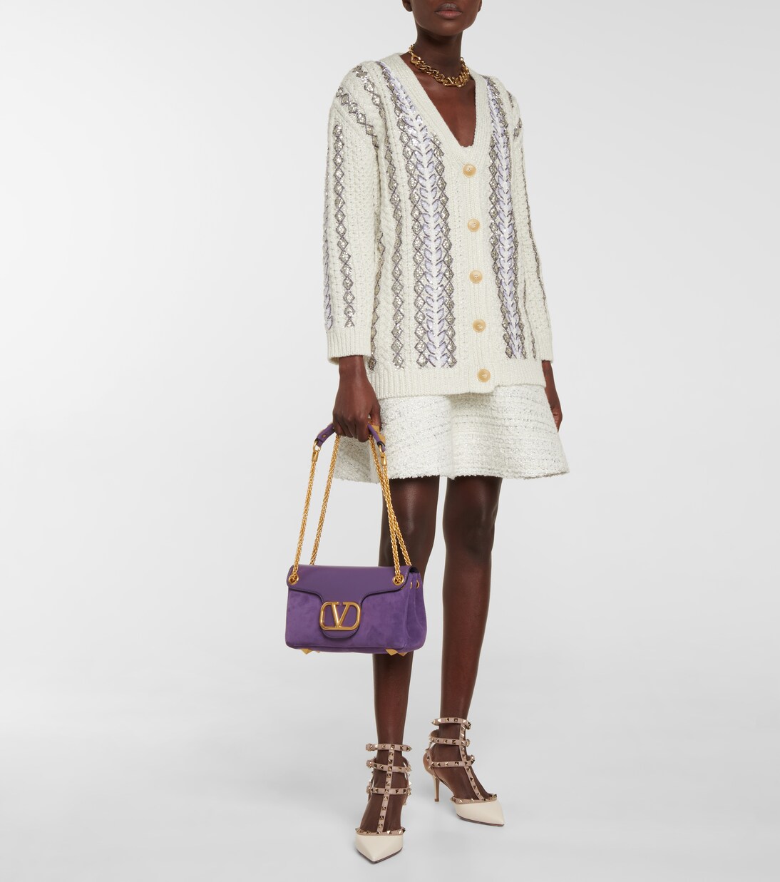 Sequin-embellished wool-blend cardigan | Valentino