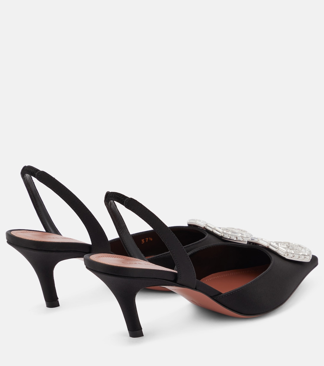 Verzierte Slingback-Pumps Camelia aus Satin | Amina Muaddi