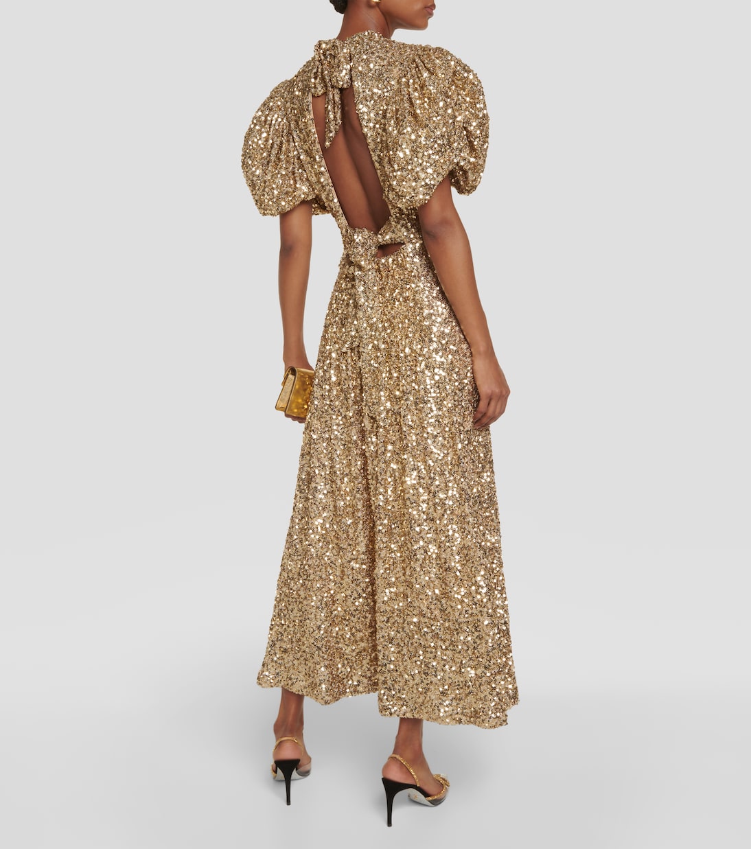 Sequined puff-sleeve midi dress | Rotate