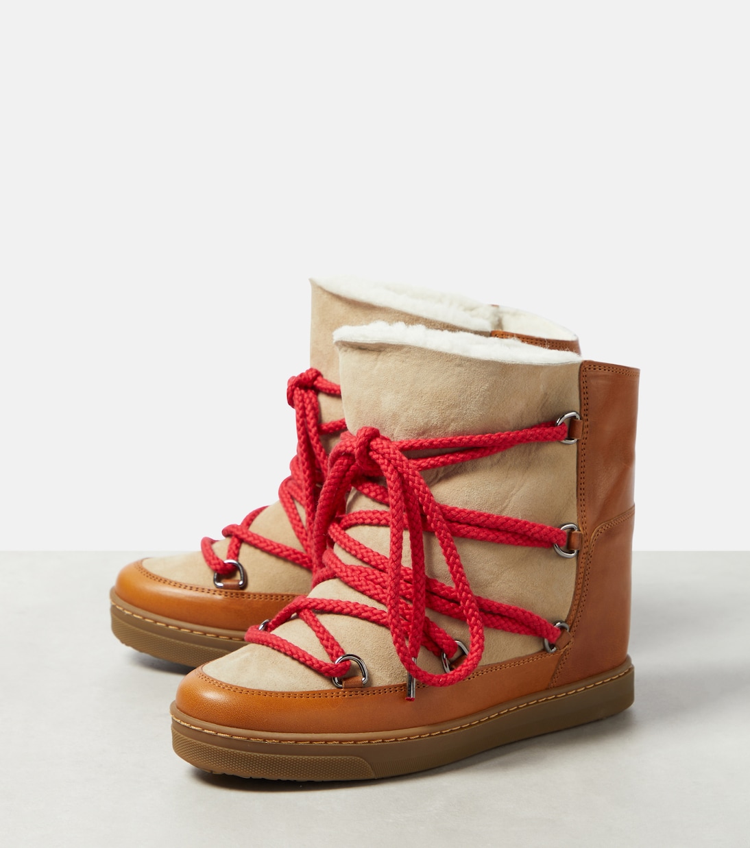 Nowles leather snow boots in brown Isabel Marant Mytheresa