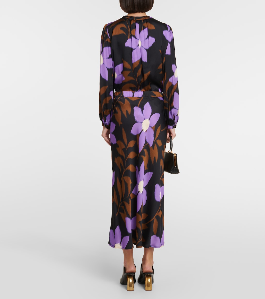 Gonna midi Kaiya in raso con stampa | Velvet