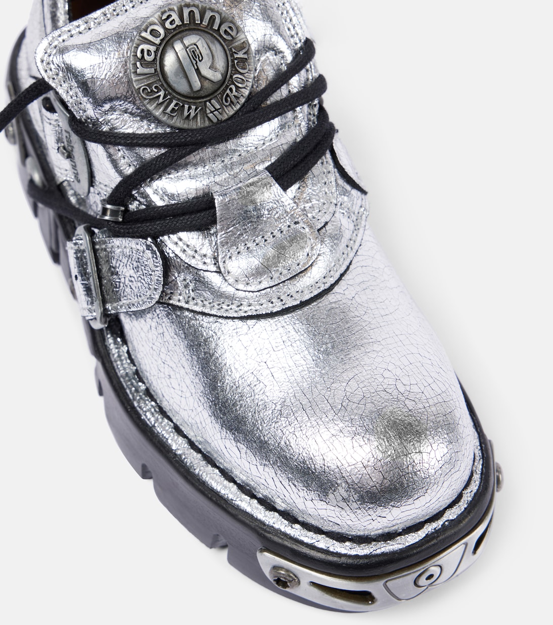 x New Rock - Sneakers in pelle metallizzata | Rabanne